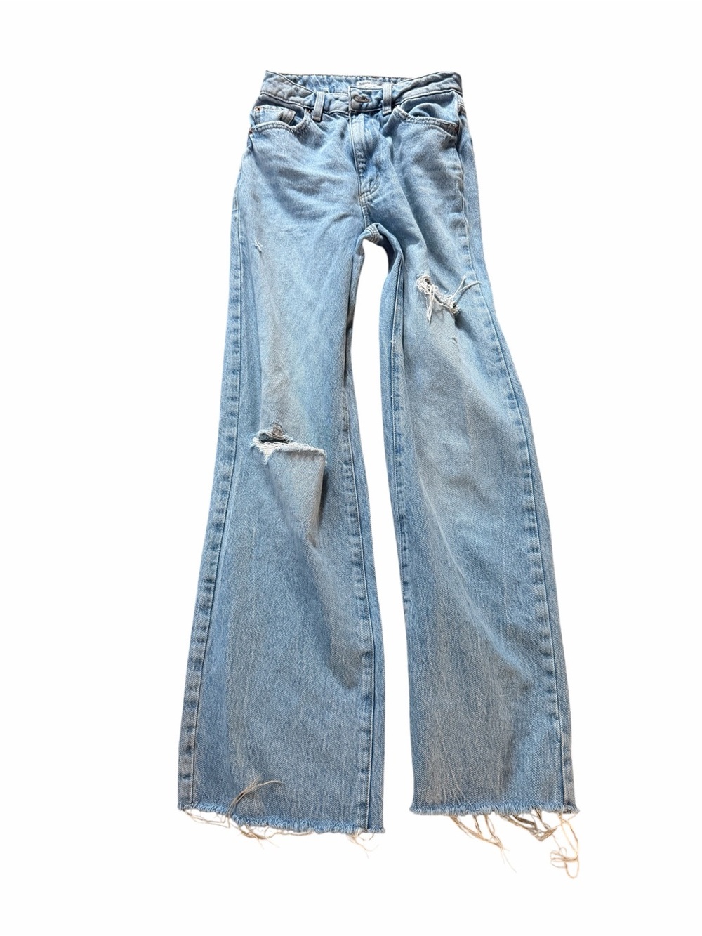Garage Light Blue Ripped Wide Leg Jeans